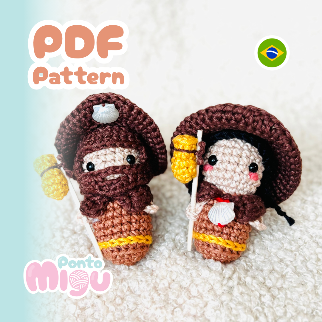 Receita Amigurumi Mini Apóstolo e Peregrina - Padrão PDF (Arquivo Digital)